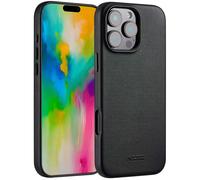 Accezz Coque arrière en cuir avec MagSafe pour Apple iPhone 16 Pro Max - Onyx Black