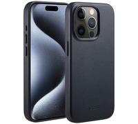 Accezz Accezz Coque arrière en cuir avec MagSafe iPhone 15 Pro Onyx Black Noir
