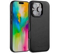 Accezz Coque arrière en cuir avec MagSafe pour Apple iPhone 16 Pro - Onyx Black