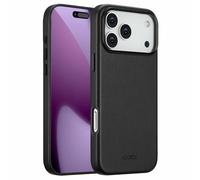Accezz Coque arrière en cuir avec MagSafe pour Apple iPhone 17 Pro Max - Onyx Black