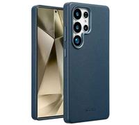 Accezz Coque arrière en cuir avec Magsafe pour Samsung Galaxy S25 Ultra - Nightfall Blue