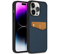 Accezz Coque en cuir de qualité supérieure avec fentes pour cartes pour iPhone 14 Pro Max - Bleu foncé