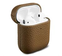 Accezz Coque en Cuir véritable pour Apple AirPods 1 / 2 - Taupe