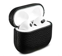 Accezz Coque en Cuir véritable pour Apple AirPods 3 - Noir