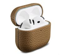 Accezz Coque en Cuir véritable pour Apple AirPods 4 - Taupe