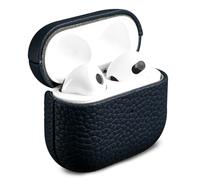 Accezz Coque en cuir véritable pour Apple Airpods 3 - Bleu foncé