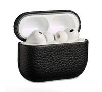 Accezz Coque en cuir véritable pour Apple Airpods Pro 3 - Noir