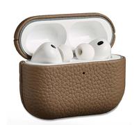 Accezz Coque en cuir véritable pour Apple Airpods Pro 3 - Taupe