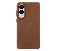 Accezz Coque MagSafe en cuir vintage pour Samsung Galaxy S25 Edge - Tabacco Cognac