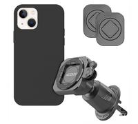 Accezz EasyLock Support de téléphone de voiture - Avec coque pour Apple iPhone 14 - Grille de ventilation - Rotation à 360 degrés - Noir