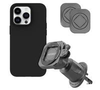 Accezz Accezz EasyLock Support de téléphone de voiture Avec coque pour iPhone 14 Pro Grille de ventilation Rotation à 360 degrés Noir Noir