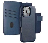 Accezz Étui de télephone portefeuille en cuir 2-en-1 avec MagSafe pour Apple iPhone 16 Pro - Nightfall Blue