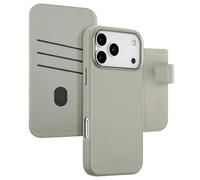 Accezz Accezz Étui de télephone portefeuille en cuir 2-en-1 avec MagSafe pour iPhone 17 Pro Max Light Grey Gris