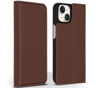 Accezz Étui de télephone Slim Folio en cuir de qualité supérieure pour Apple iPhone 14 - Marron
