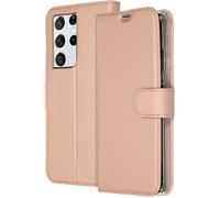 Accezz Étui de télephone Wallet pour Samsung Galaxy S21 Ultra - Rose Doré