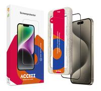 Accezz Protection d'écran en verre trempé avec applicateur pour Apple iPhone 15 Pro