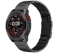 Accezz Bracelet en acier Titane mat pour Garmin Quickfit 26mm - Noir