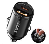 Accezz Chargeur de voiture | Chargeur rapide avec 2 ports - USB-A 30 watts + USB-C 65 watts - Noir