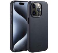 Accezz Coque arrière en cuir avec MagSafe pour Apple iPhone 15 Pro - Onyx Black