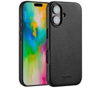 Accezz Coque arrière en cuir avec MagSafe pour iPhone 16 - Onyx Black