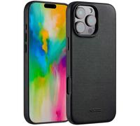 Accezz Accezz Coque arrière en cuir avec MagSafe iPhone 16 Pro Max Onyx Black Noir