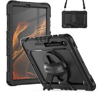 Accezz ?Coque arrière robuste avec bandoulière pour Samsung Galaxy Tab S8 Plus / S7 Plus / S7 FE - Noir