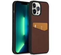 Accezz Coque en cuir de qualité supérieure avec fentes pour cartes pour Apple iPhone 13 Pro Max - Marron