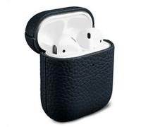 Accezz Coque en Cuir véritable pour Apple AirPods 1 / 2 - Bleu foncé