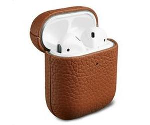 Accezz Coque en Cuir véritable pour AirPods 1 / 2 Cognac G