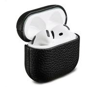 Accezz Coque en Cuir véritable pour AirPods 4 Noir G