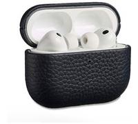 Accezz Coque en cuir véritable pour Apple Airpods Pro 3 - Bleu foncé