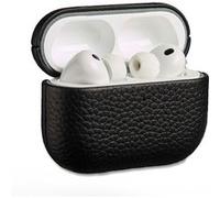 Accezz Coque en cuir véritable pour Airpods Pro 3 - Noir