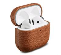 Accezz Coque en Cuir véritable pour Apple AirPods 4 - Cognac