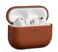 Accezz Coque en Cuir véritable pour Apple AirPods Pro 3 - Cognac