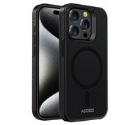 Accezz Coque Givrée Robuste avec MagSafe pour Apple iPhone 15 Pro Max - Noir