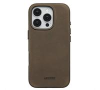 Accezz Coque MagSafe en cuir vintage pour Apple iPhone 16 Pro - Rustic Brown
