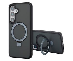 Accezz Coque Ring Stand avec MagSafe pour Samsung Galaxy S25 Plus - Noir