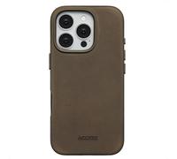 Accezz Couverture arrière Magsafe en cuir vintage pour l'Apple iPhone 16 Pro - Rustic Brown