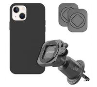 Accezz EasyLock Support de téléphone de voiture - Avec coque pour Apple iPhone 14 - Grille de ventilation - Rotation à 360 degrés - Noir