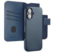 Accezz Étui de télephone portefeuille en cuir 2-en-1 avec MagSafe pour Apple iPhone 16 - Nightfall Blue