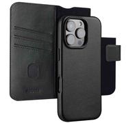 Accezz Étui de télephone portefeuille en cuir 2-en-1 avec MagSafe pour Apple iPhone 16 Pro Max - Onyx Black