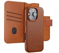 Accezz Étui de télephone portefeuille en cuir 2-en-1 avec MagSafe pour Apple iPhone 16 Pro - Sienna Brown