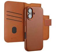 Accezz Étui de télephone portefeuille en cuir 2-en-1 avec MagSafe pour Apple iPhone 16 - Sienna Brown