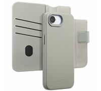 Accezz Étui de télephone portefeuille en cuir 2-en-1 avec MagSafe pour Apple iPhone 16e - Light Grey