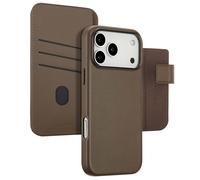 Accezz Étui de télephone portefeuille en cuir 2-en-1 avec MagSafe pour Apple iPhone 17 Pro Max - Marron café