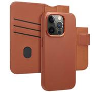 coque iPhone 15 Pro - Cuir véritable - Accezz Flip Flap, Coque 2 en 1 - Marron