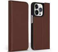 Accezz Étui de télephone Slim Folio en cuir de qualité supérieure pour Apple iPhone 13 Pro - Marron