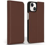 Accezz Étui de télephone Slim Folio en cuir de qualité supérieure pour Apple iPhone 14 - Marron