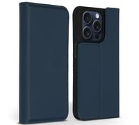 Accezz Étui de télephone Slim Folio en cuir de qualité supérieure pour iPhone 15 Pro - Bleu foncé