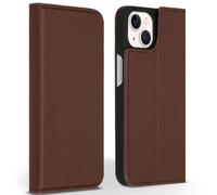 Accezz Étui de télephone Slim Folio en cuir de qualité supérieure pour iPhone 13 - Marron